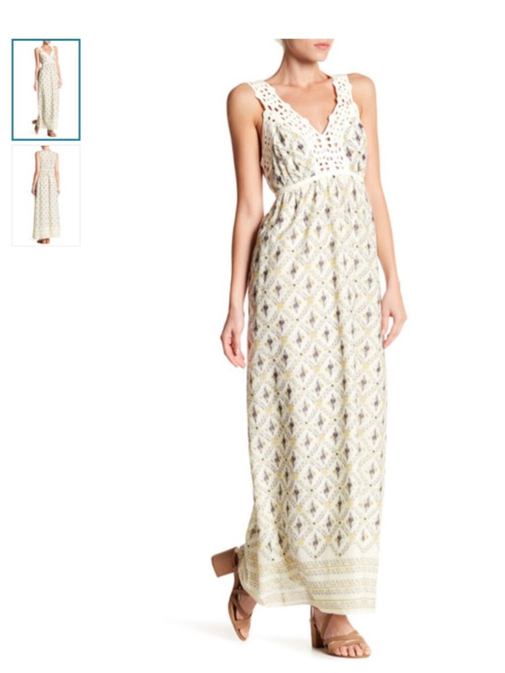 Max Studio Crochet Lace Trim Floral Maxi Dress/Small - New with Tag